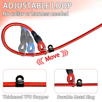 FOVRLZSE Upgraded Dog Slip Lead (3-Pack) Adjustable Nylon Lead for Dogs (Red/Black/Blue), Training Aid, Eco-Friendly Cotton Lining, Integrated Plastic Buckle, - color: Red, Black, Blue