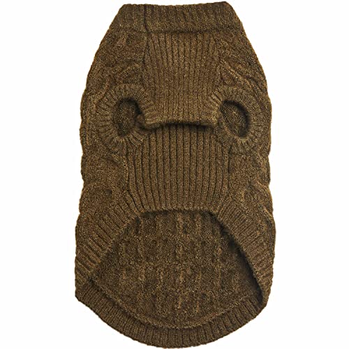 Blueberry Pet Classic Fuzzy Knit Dog Sweater, Pullover Crew-Neck Christmas Style in Dark Olive, Back Length 10”, Cozy & Soft - color: Dark Olive, Crew-neck, size: 10 inch