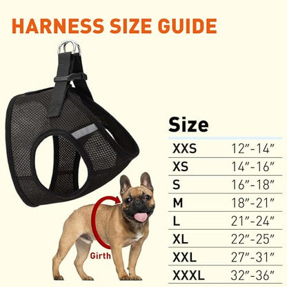 Dogline Boston Step in Mesh Dog Harness with Service Dog Patch No Choke Pet Vest Soft Gentle Padded Chest Halter for Puppies Small Medium and Large Dogs 21 to 24 inches Girth Black - color: Black, size: Girth 21 to 24"