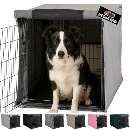 GORILLA GRIP Dog Crate Covers Compatible with Amazon Basics Dog Crates, All Sides Open, Privacy Cover Fits 36" Wire Kennel, Breathable Mesh Windows, Light Reducing Puppy Training Cage Topper, Gray - color: Gray, size: 36" X 23" X 25"