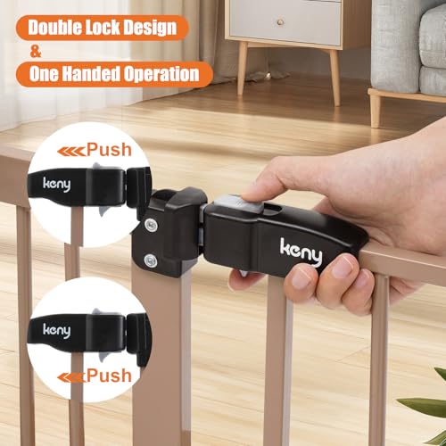 keny Extra Wide Baby Gate - 29" to 47.3" Auto Close Safety Gate, Pressure Mounted, No Drilling, Brown - color: Brown, size: 29-47.3"Wide, 30"Tall