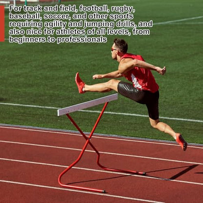 Jenaai 2 Set Adjustable Height Hurdles Training Equipment, Sports Track and Field Equipment, Portable Adjustable Hurdles, Practice Training from 6 to 42 Inch, Including Ropes to Secure