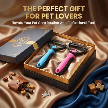 Sakerplus Pet Grooming Tool for Dogs & Cats, Professional Deshedding & Dematting Brush, Stainless Steel Undercoat Rake for Long & Short Hair Pets, Gentle Pet Hair Remover Comb (Blue,Large) - color: Blue,Large
