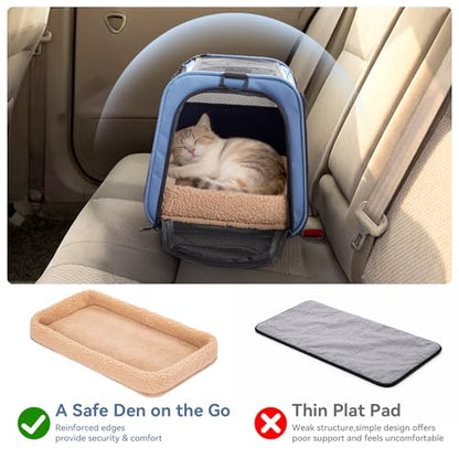 PETSFIT Soft-Sided Cat Carrier with Patented Safety Buckles, Lockable Zippers & Safety Tether,Escape-Resistant Travel Pet Carrier for Car Rides & Vet Visits, Airline Approved Under-Seat, Up to 12 lbs - color: Blue, size: 18.0"L x 11.0"W x 11.0"H