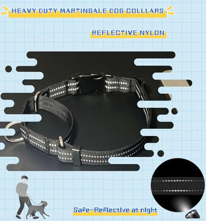 Martingale Dog Collars with Quick Release Buckle, Heavy Duty Nylon Reflective Dog Collar, NO Pull Walking Training Collar for Large, Medium, Small Dogs (Black, Small) - color: Black, size: Small