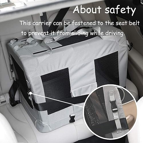 Extra Extra Large Cat Carrier Soft Sided, Portable Small Dog Carrier for 2 Cats, 24"x16.5"x16" Car Travel Folding Comfortable Design with Litter Box and Bowls, Grey+ Litter Box+ Bowl*2 - color: Grey+