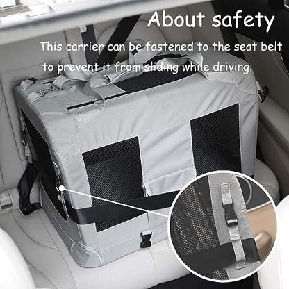 Extra Extra Large Cat Carrier Soft Sided, Portable Small Dog Carrier for 2 Cats, 24"x16.5"x16" Car Travel Folding Comfortable Design with Litter Box and Bowls, Grey+ Litter Box+ Bowl*2 - color: Grey+
