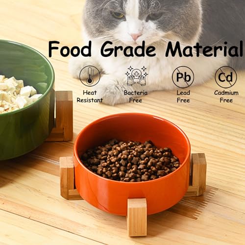 Petygooing Ceramic Dog Cat Bowl Set with Stand - Medium Dog Bowls, Anti-Slip Set of 2 - 28 OZ /3.6 Cups - Rust Red - color: Rust Red, size: Medium Size Dog Bowls 850ML*2