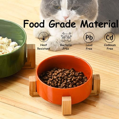 Petygooing Ceramic Dog Cat Bowl Set with Stand - Medium Dog Bowls, Anti-Slip Set of 2 - 28 OZ /3.6 Cups - Rust Red - color: Rust Red, size: Medium Size Dog Bowls 850ML*2