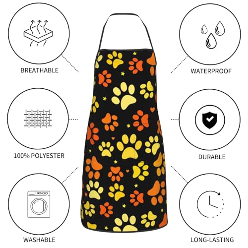 Dog Grooming Waterproof Apron with 2 Pockets, Cute Animals Puppy Dog Pets Apron - color: Orange