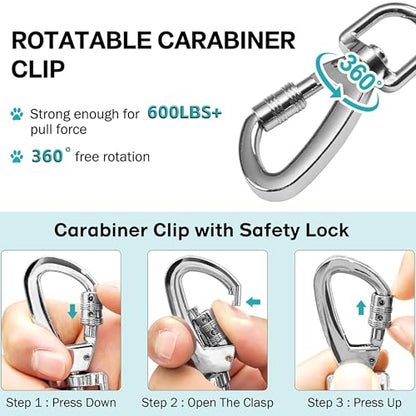 Dog Tie Out Cable for Camping, Adjustable 50/100ft Trolley Runner Cable for Dogs up to 300 lbs, Dog Lead Line with 360° Movable Clasp - size: 100ft