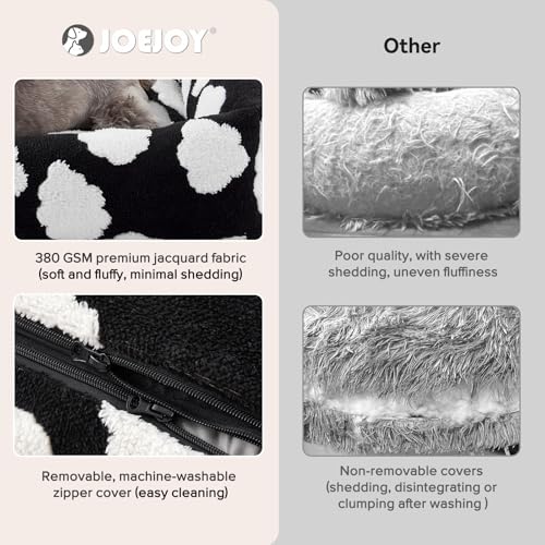JOEJOY Medium Dog Bed Medium Size Dog, Rectangle Washable Orthopedic Pet Bed with Removable Zipper Cover, Cute Soft Calming Puppy Pet Bed with Jacquard Shaggy Plush & Non Skid Bottom - color: Cozy Clouds Black, size: M (30"x24"x8")