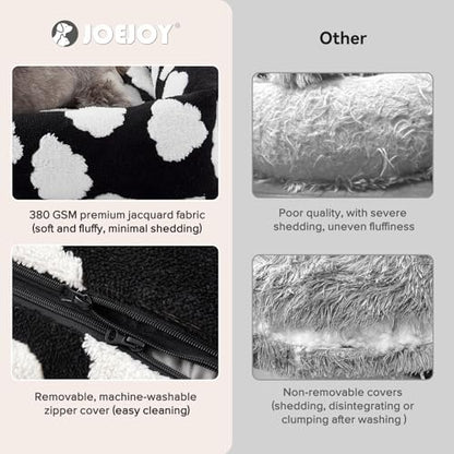 JOEJOY Medium Dog Bed Medium Size Dog, Rectangle Washable Orthopedic Pet Bed with Removable Zipper Cover, Cute Soft Calming Puppy Pet Bed with Jacquard Shaggy Plush & Non Skid Bottom - color: Cozy Clouds Black, size: M (30"x24"x8")