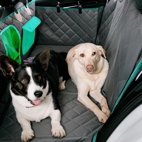 WONDER FAMILY Waterproof Dog Car Seat Cover for Back Seat with Hard Bottom Inserts (White, Standard-Car/SUV/Small Truck)
