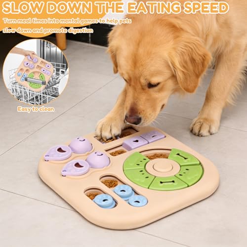 Interactive Dog Puzzle Toys Treat Dispensing Slow Feeder for Training and Mental Stimulating Dog Enrichment Toys for Puppy Cats Pet(Beige) - color: Beige