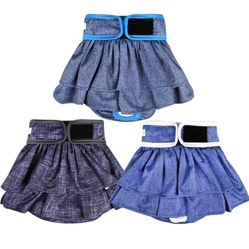 wegreeco Dog Diapers Female (3 Pack), Highly Absorbent Dog Diapers for Female Dogs in Heat, Incontinence, or Excitable Urination (Jeans, Medium) - color: Jeans, size: Medium (Pack of 3)