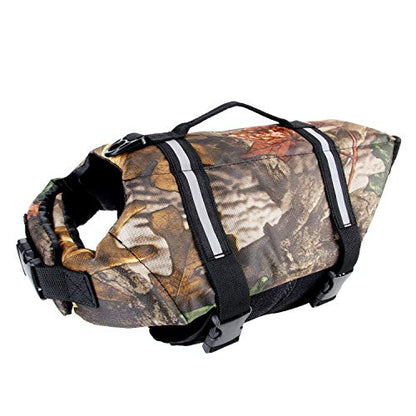 Camo Pet Life Preserver Jacket,Camouflage Dog Life Vest with Adjustable Buckles,Dog Safety Life Coat for Swimming, Boating, Hunting | (XS, S, M, L, XL) … - color: Camo dog life jakcet, size: M