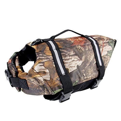 Camo Pet Life Preserver Jacket,Camouflage Dog Life Vest with Adjustable Buckles,Dog Safety Life Coat for Swimming, Boating, Hunting | (XS, S, M, L, XL) … - color: Camo dog life jakcet, size: L