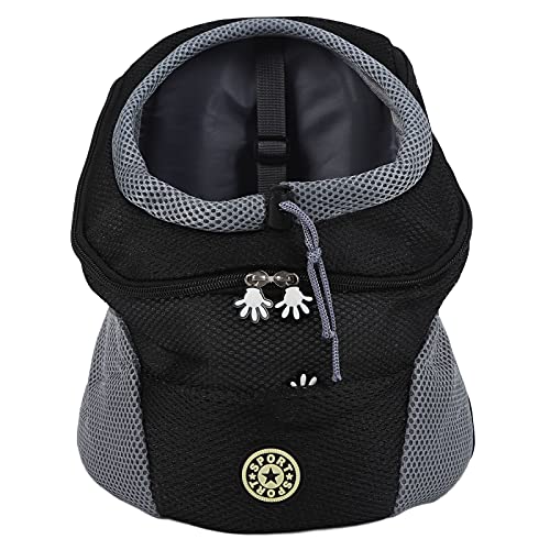 Pet Knapsack, Dog Backpack Carrier with Ventilation Window, Spacious Oxford Cloth Pet Carrying Bag with Safety Belt and Cushion for Small Dogs, Adjustable Shoulder Straps (Black) - color: Black, size: S