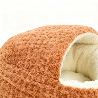 Cat Cave Bed | Small Semi Enclosed Anti-Slip Dog Nest Bed | Calming Nest Covered Kitten Cave | for Home Dorm Bedroom Living Room Balcony - color: Dark Coffee