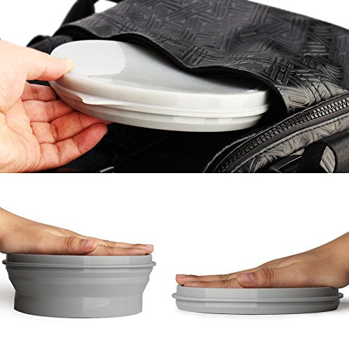 IYYI ME.FAM Silicone Collapsible Bowl with Lid - 800ML Folding Travel Bowl for Camping, Hiking - Heat Resistant - color: Grey-2 Pack