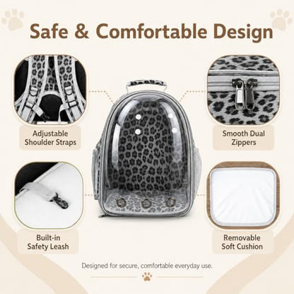 Expandable Cat Carrier Backpack for Cats & Dogs, Bubble Window Pet Travel Backpack with Breathable Mesh, Anti-Collapse Structure, Side Door, for Vet Visits, Hiking, Black and White Animal - color: Black and White Animal