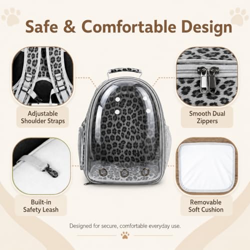 Expandable Cat Carrier Backpack for Cats & Dogs, Bubble Window Pet Travel Backpack with Breathable Mesh, Anti-Collapse Structure, Side Door, for Vet Visits, Hiking, Black and White Animal - color: Black and White Animal
