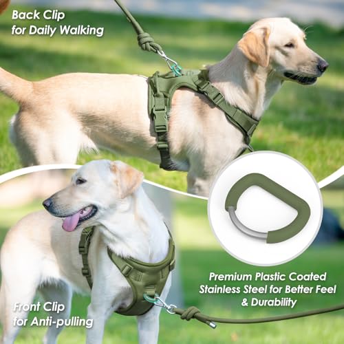 No Pull Dog Harness, Puppy Vest with Front Clip for Small Medium Large Sized Dog (Misty Green,M) - color: Misty Green, size: M(Neck:18.5-25.6", Chest:20.9-30.7")