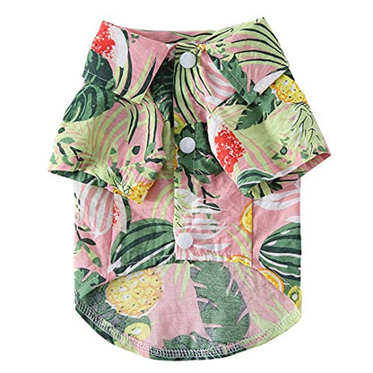Tangpan Summer Pet Daisy Hawaiian Beach Plaid Print Shirts Clothes for Dog S07 Pink L - color: Z Pink, size: Large