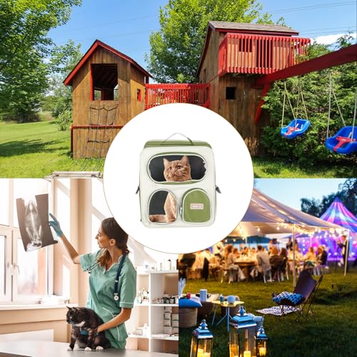 Pet Backpack Carrier, Portable and Ventilated, Nylon Dogs Cats and Small Animals Travel Bag 14.96", (Green, 1 Pcs), Intended for Hiking/Camping/Traveling - color: Green