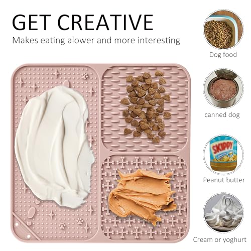 Lick Mat for Dogs(2pcs, Large, 7.9") Easy Clean Silicone Licking Pad Slow Feeder for Pets Cats with Suction Cups, Enrichment Accessories Anxiety Boredom Relief, Keep Them Busy for Bathing
