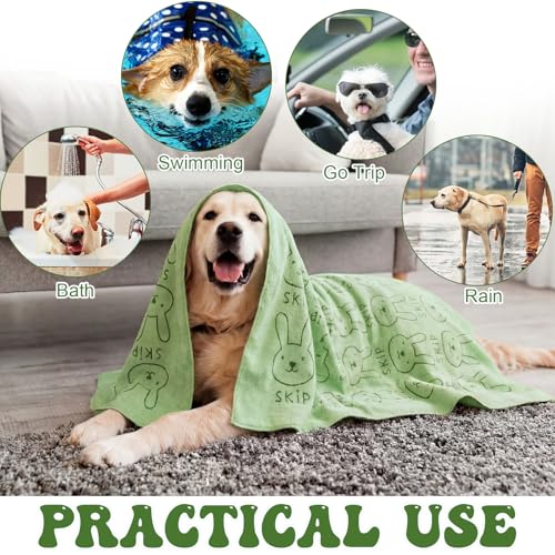Peryiter 8 Pcs Dog Drying Towels Bulk 55'' x 28'' Pet Grooming Absorbent Microfiber Dog Bath Towels Quick Drying Puppy Bathing Towel for Small Medium Large Cats Pets Bathing Grooming (Green) - color: Green