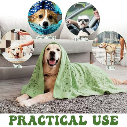 Peryiter 8 Pcs Dog Drying Towels Bulk 55'' x 28'' Pet Grooming Absorbent Microfiber Dog Bath Towels Quick Drying Puppy Bathing Towel for Small Medium Large Cats Pets Bathing Grooming (Green) - color: Green