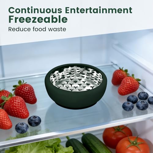 Dog Slow Feeder Licking Bowl,Anxiety Relief Treat Dispenser, Non-Slip Anti-chocking Pet Dish, Interactive Puzzle Toy for Small Medium Breed,Freezable BPA Free Silicone Dishwasher Safe - color: green, size: S