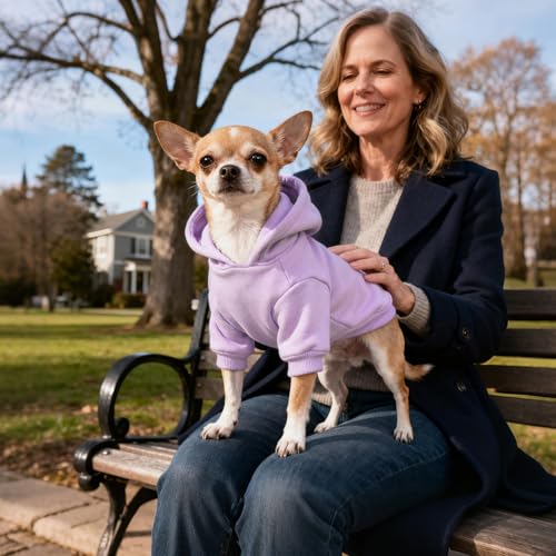 Idepet Pet Dog Hoodies Dog Clothes for Small Dogs Vest Chihuahua Clothes Warm Coat Jacket Autumn Puppy Outfits Cats Dogs Clothing(S,Purple) - color: Purple B, size: Small