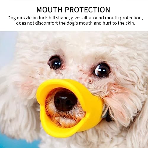Dog Muzzle, Anti Bite Silicone Duck Mouth Shape Dog Mouth Covers with Adjustable Strap, Stop Barking Chewing, Anti-Called Muzzle for Small Medium Dogs(for 2.5 kg-4.5 kg/Yellow)