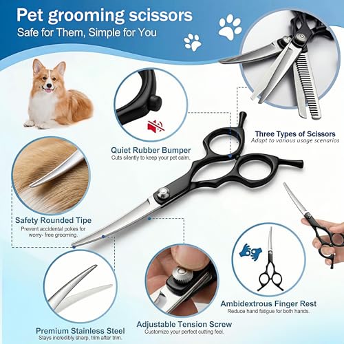 19PCS Dog Bath Kit & Dog Brush Kit for Dogs & Cats - Professional Pet Grooming Tools Set with Shedding Brush, Bath Scrubber, Dematting Comb & Storage Bag - Complete Dog Washing Essentials, Blue - color: 19PCS-Blue