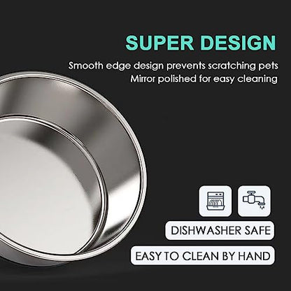 Deep Stainless Steel Non-Skid Dog and Food Bowls, Each Holds Up to 4 Cups - color: Black, size: 4 Cup for Small Pet