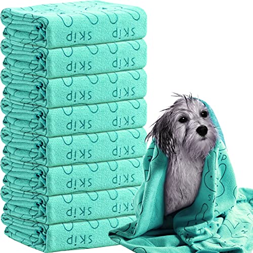 Peryiter 8 Pcs Dog Drying Towels Bulk 55'' x 28'' Pet Grooming Absorbent Microfiber Dog Bath Towels Quick Drying Puppy Bathing Towel for Small Medium Large Cats Pets Bathing Grooming(Cyan) - color: Cyan