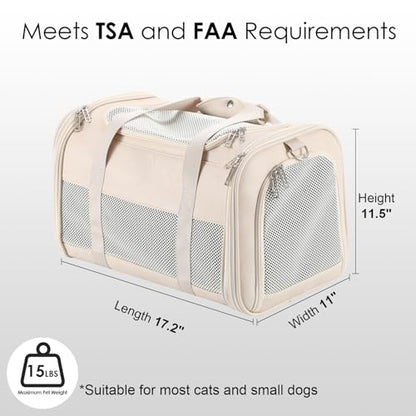Fashion Leather Dog Carrier, Airline Approved Cat Carrier Soft Sided Pet Bag Carrier Purse for Puppy Kitten Small Animals White - color: White