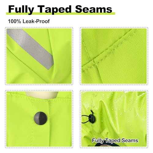 Dog Raincoat, Professional Waterproof with Taped Seams, Ultralight Urban Quick Layer, High-Vis Reflective Stripes, Dirt-Resistant & Easy Care, Year-Round Essential for Dogs(Lime Green, Medium)