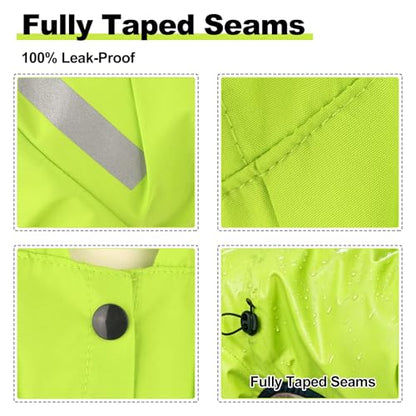 Dog Raincoat, Professional Waterproof with Taped Seams, Ultralight Urban Quick Layer, High-Vis Reflective Stripes, Dirt-Resistant & Easy Care, Year-Round Essential for Dogs(Lime Green, Medium)