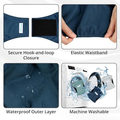 Paw Legend Washable Dogs Diapers Male Dog Belly Bands for Male Dogs Diapers Reusable Puppy & Doggie Diapers Male - color: Teal, Grey, Navy, size: X-Small