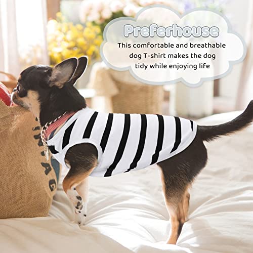 Pet Dog Striped T-Shirt Dogs Cats Cotton Vest Spring Summer Pet Apparel Tee Shirt Suitable for Small and Medium Large Pets French Bulldog Bichon - color: White-Vest, size: X-Small