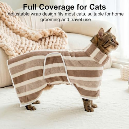 Fast Drying Dog Bathrobe, Super Absorbent Stripes Dogs Towel, Adjustable Warm Keeping Pet Puppy Bath Supplies (Light Brown, XS) - color: Light Brown, size: XS