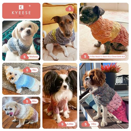 KYEESE Dog Sweater for Small Dogs Thick Cable Knit Dog Turtleneck Knitwear Warm with Sleeves Puppy Sweater Fuzzy, Blue, Small - color: 07# Blue, size: Small (6-9lbs)