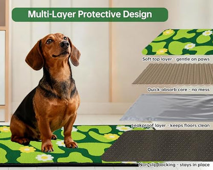 Qeils Reusable Puppy Pads for Small Dogs, Washable Pee Pads with Non-Slip , Absorbent Leakproof Mat for Crates, Playpens, Pet Beds & Whelping, Indoor Potty Training Grass Green, 36"x41", 2 Pack - size: 36"x41"(Pack of 2)