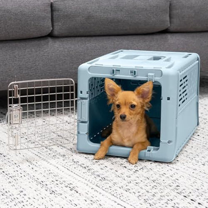 SportPet Designs Collapsible X-Small Pet Travel Carrier (Blue), Hard-Sided Kennel for Small Dogs, Puppies, Cats, Kittens, Animals up to 20lbs, Washable Home & Outdoor Pet Crate, 19.6"L x 13.5"W x 12"H - color: 19" X-Small (Blue)
