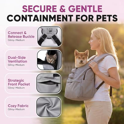 Dog Carrier Sling for Small Dogs 7–15 lbs, Hands-Free Front-Facing Pet Sling with Safety Leash, Support Mat & Adjustable Strap, Breathable Mesh, Machine Washable for Walking, Hiking, Travel (Grey)