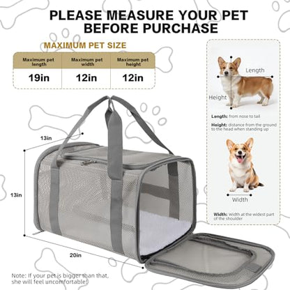 Cat Carrier, Soft-Sided Pet Carrier Bag, Breathable Mesh, Black (Grey, 17 * 11 * 11) - color: grey, size: 17.0"L x 11.0"W x 11.0"H